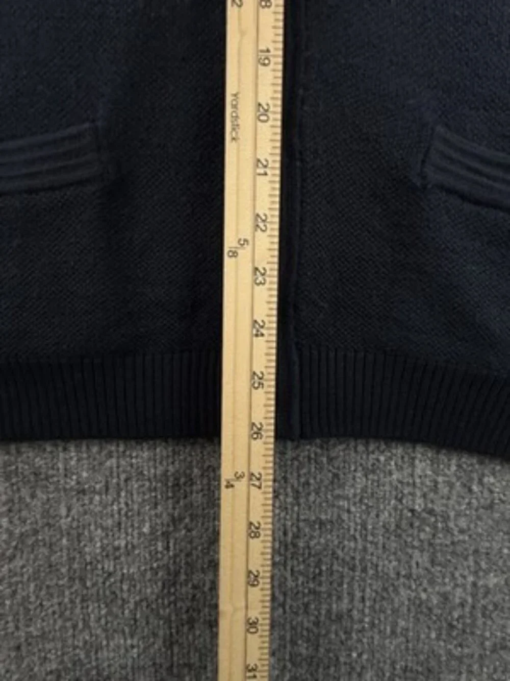 Burberry Navy Blue Cardigan V-Neck Sweater Logo 8 Men Solid Knit Long Sleeve